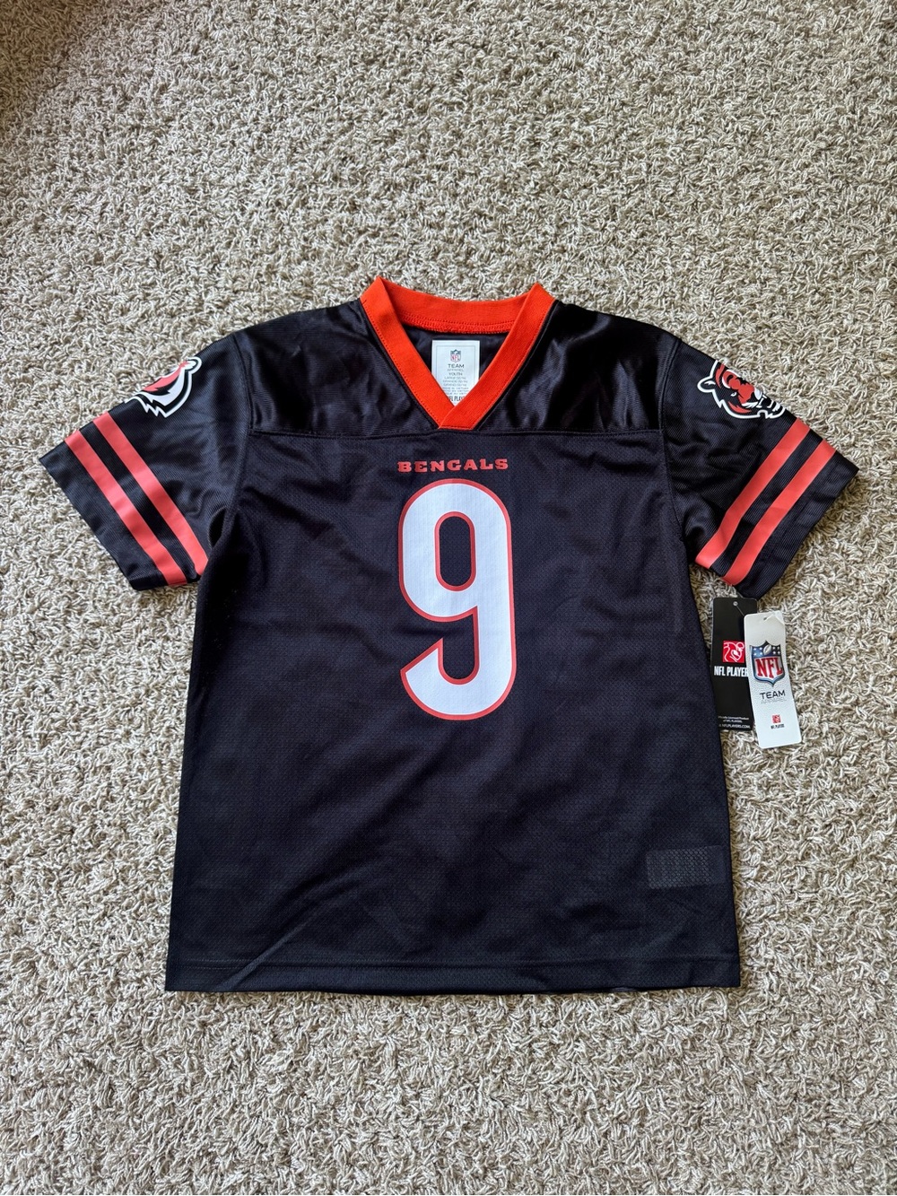 NFL Bengals Kids Black & Orange #9 Jersey